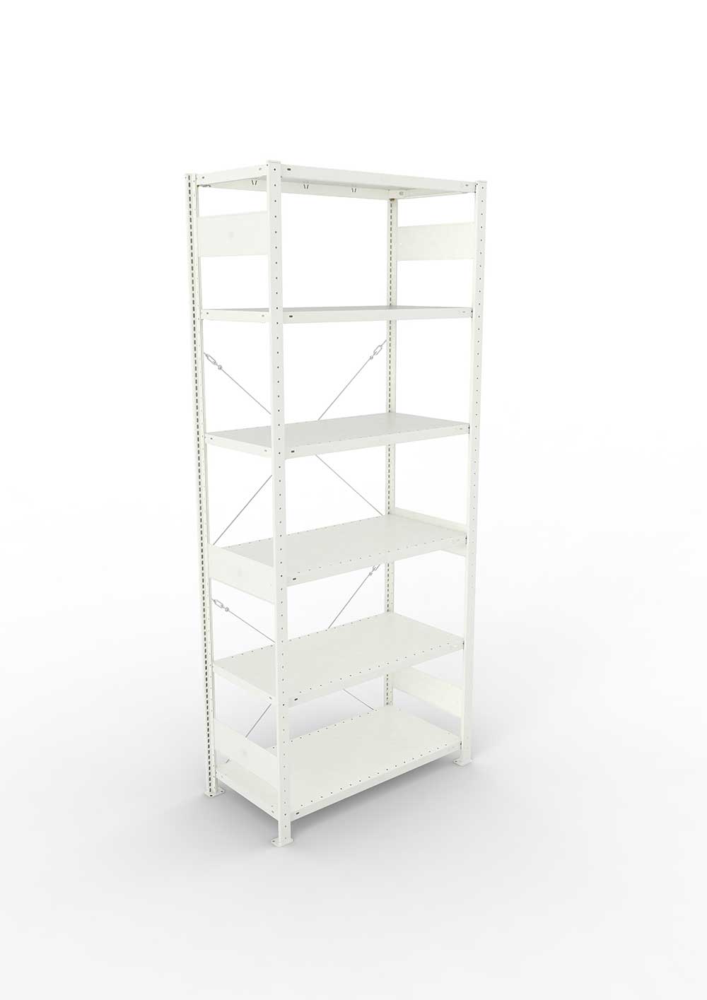 Metallregal Pro-Max Stecksystem Grundregal – 250×100×50 cm, 150 kg, RAL 7035, 6 Böden