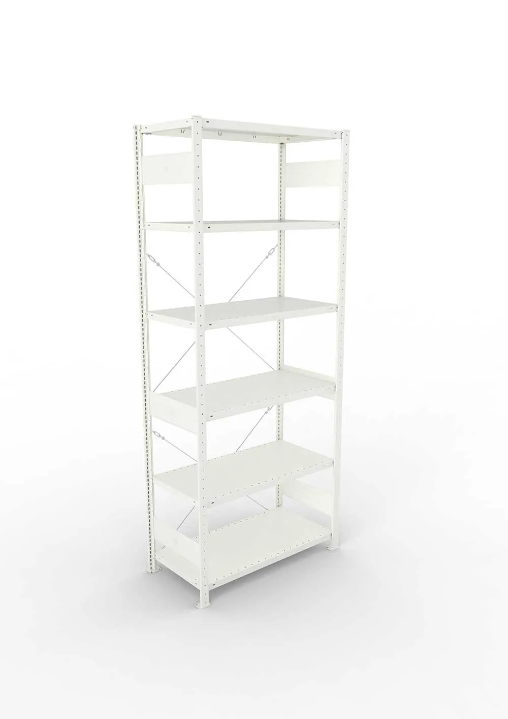 Metallregal Pro-Max Stecksystem Grundregal – 250×100×50 cm, 150 kg, RAL 7035, 6 Böden