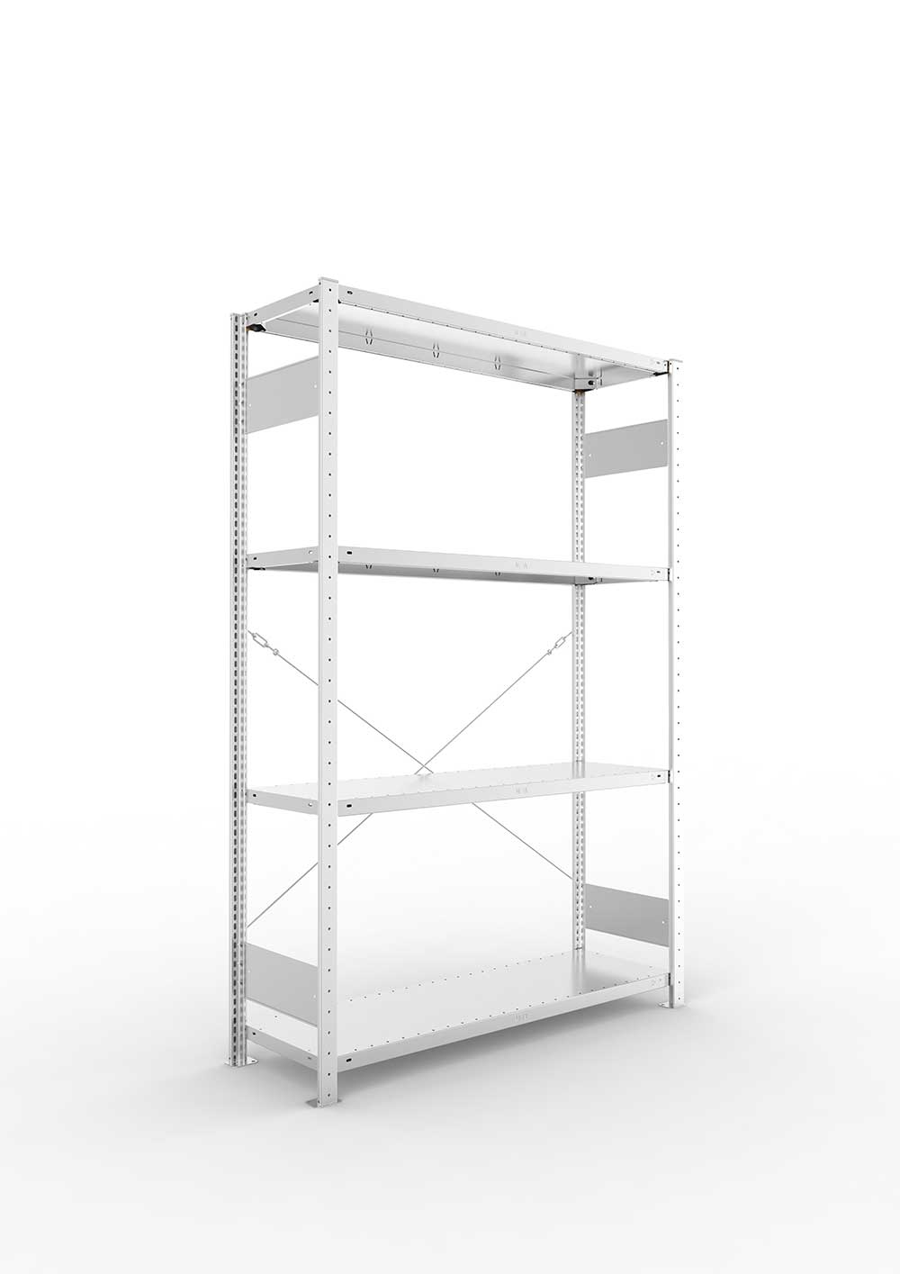 Metallregal Pro-Flex Stecksystem Grundregal – 200×130×40 cm, 230 kg, verzinkt, 4 Böden