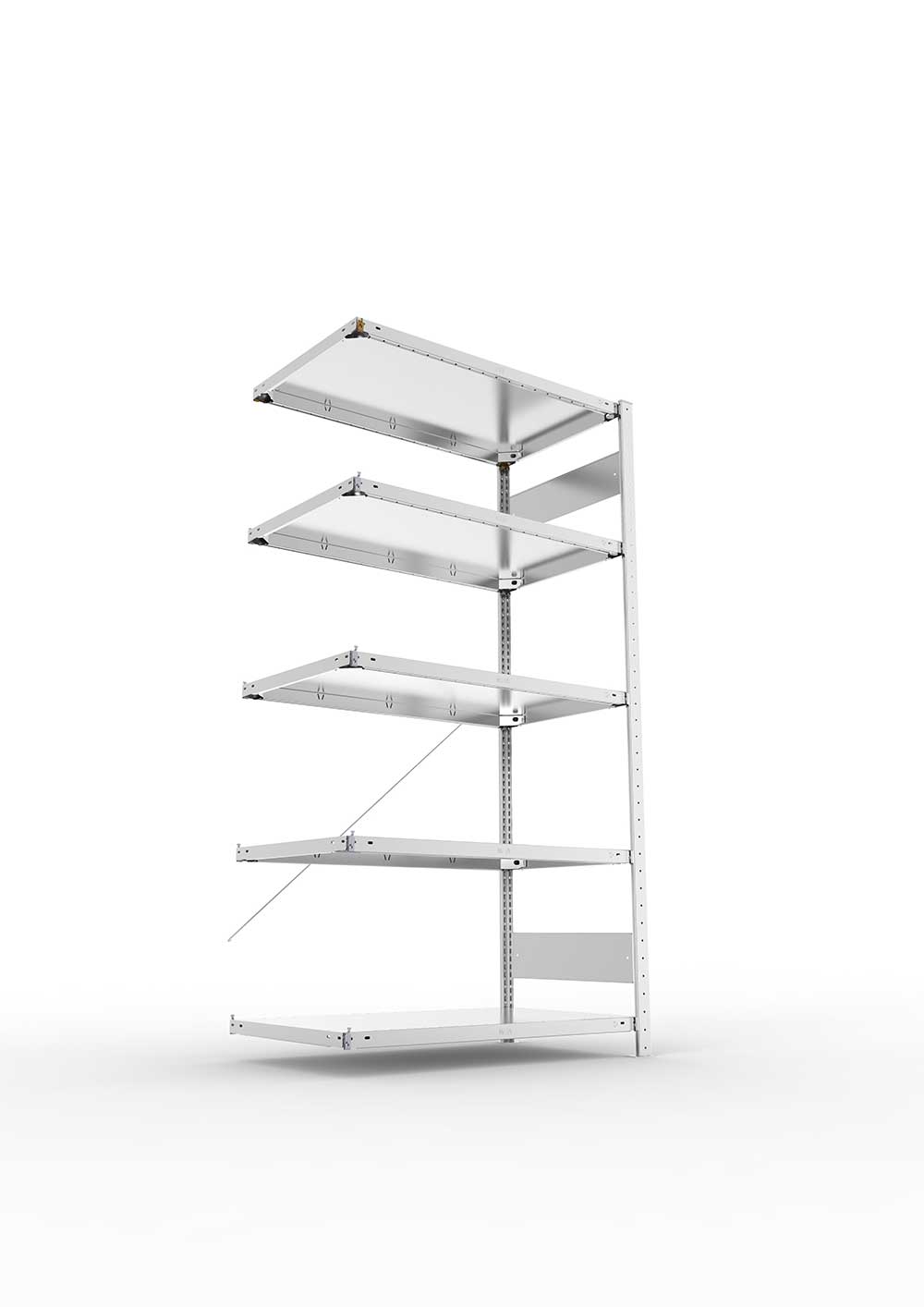 Metallregal Pro-Max Stecksystem Anbauregal – 200×100×60 cm, 150 kg, verzinkt, 5 Böden