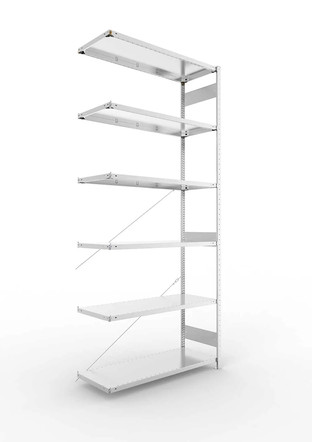 Metallregal Pro-Max Stecksystem Anbauregal – 300×130×50 cm, 230 kg, verzinkt, 6 Böden