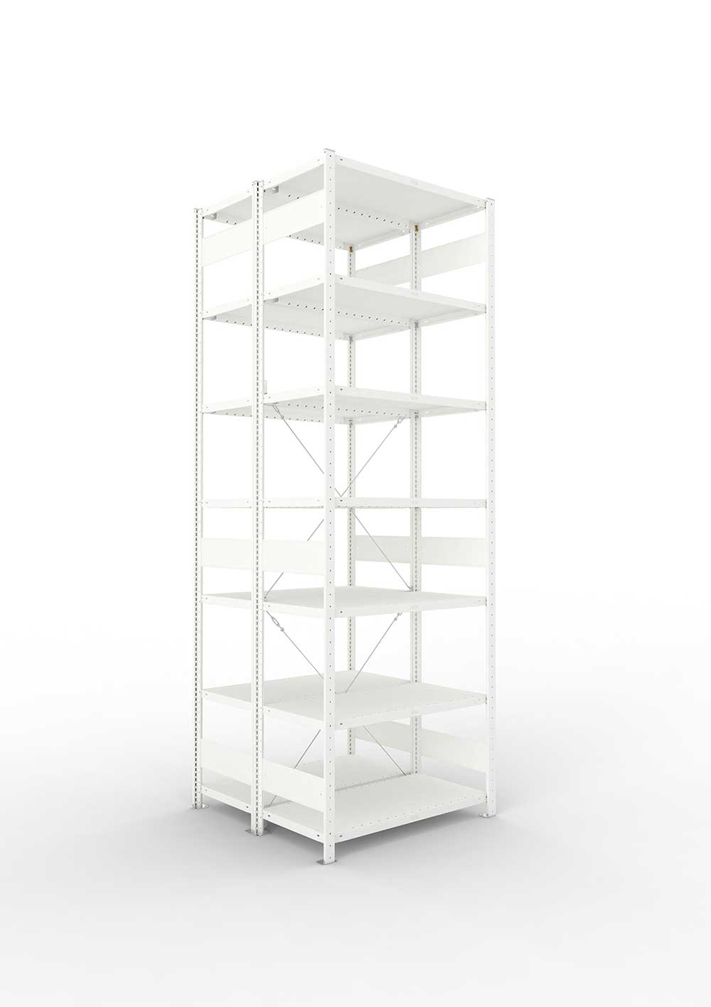 Metallregal Pro-Max Stecksystem Doppelgrundregal – 300×100×50 cm, 230 kg, RAL 7035