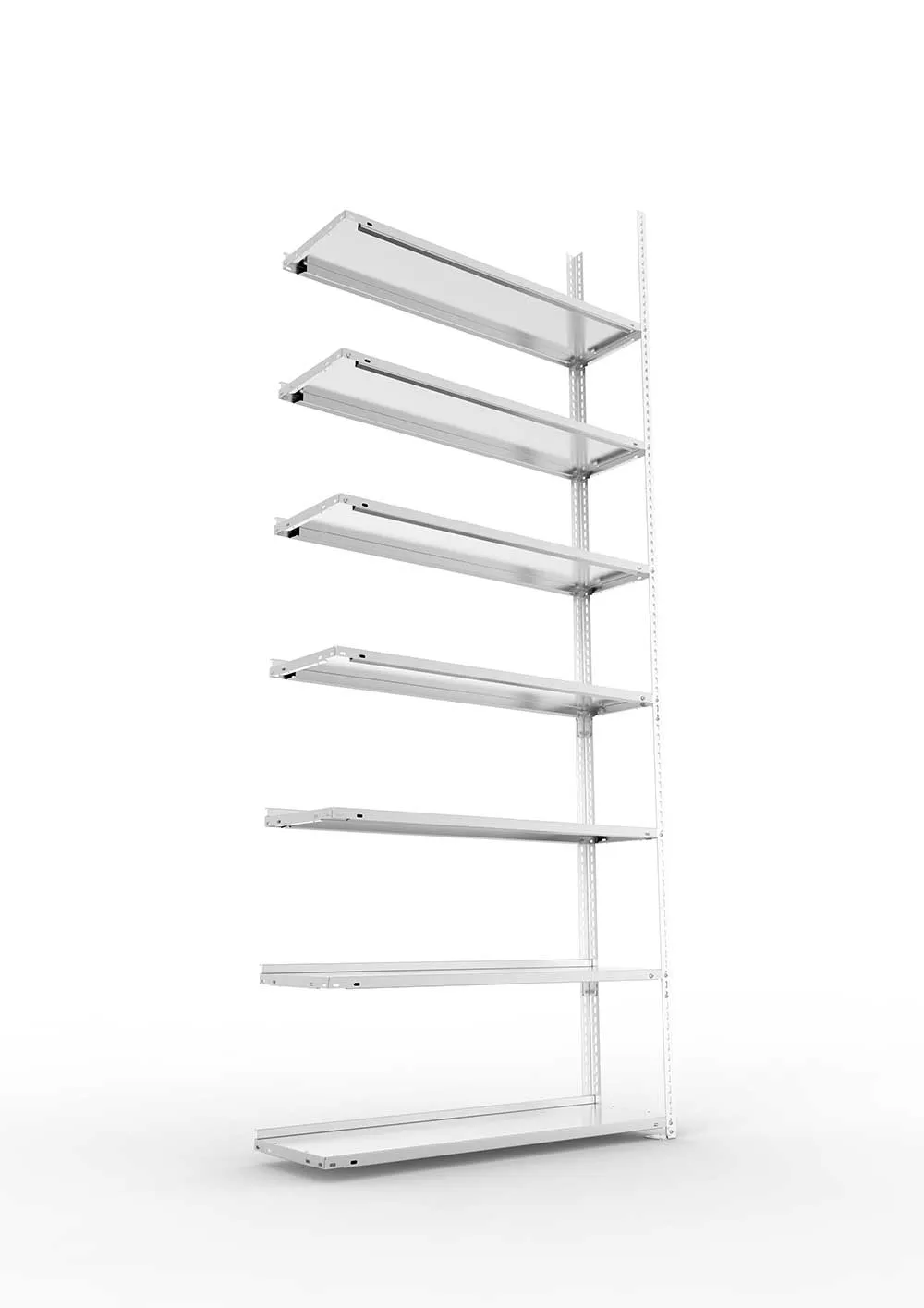 Büroregal Pro Schraubsystem Anbauregal – 250×100×30 cm, verzinkt, einseitig