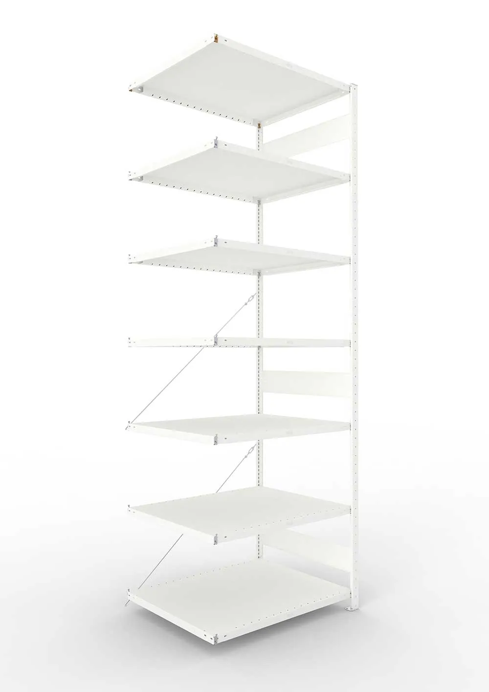 Metallregal Pro-Max Stecksystem Anbauregal – 300×100×80 cm, 230 kg, RAL 7035, 7 Böden