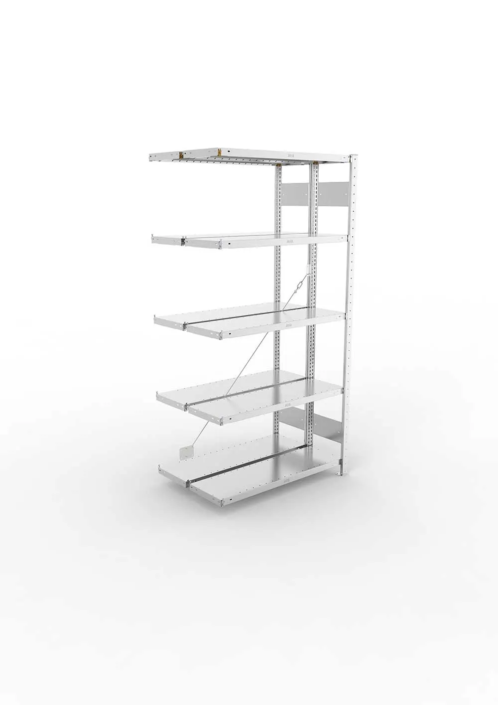 Metallregal Pro-Max Stecksystem Doppelanbauregal – 200×100×30 cm, 230 kg, verzinkt