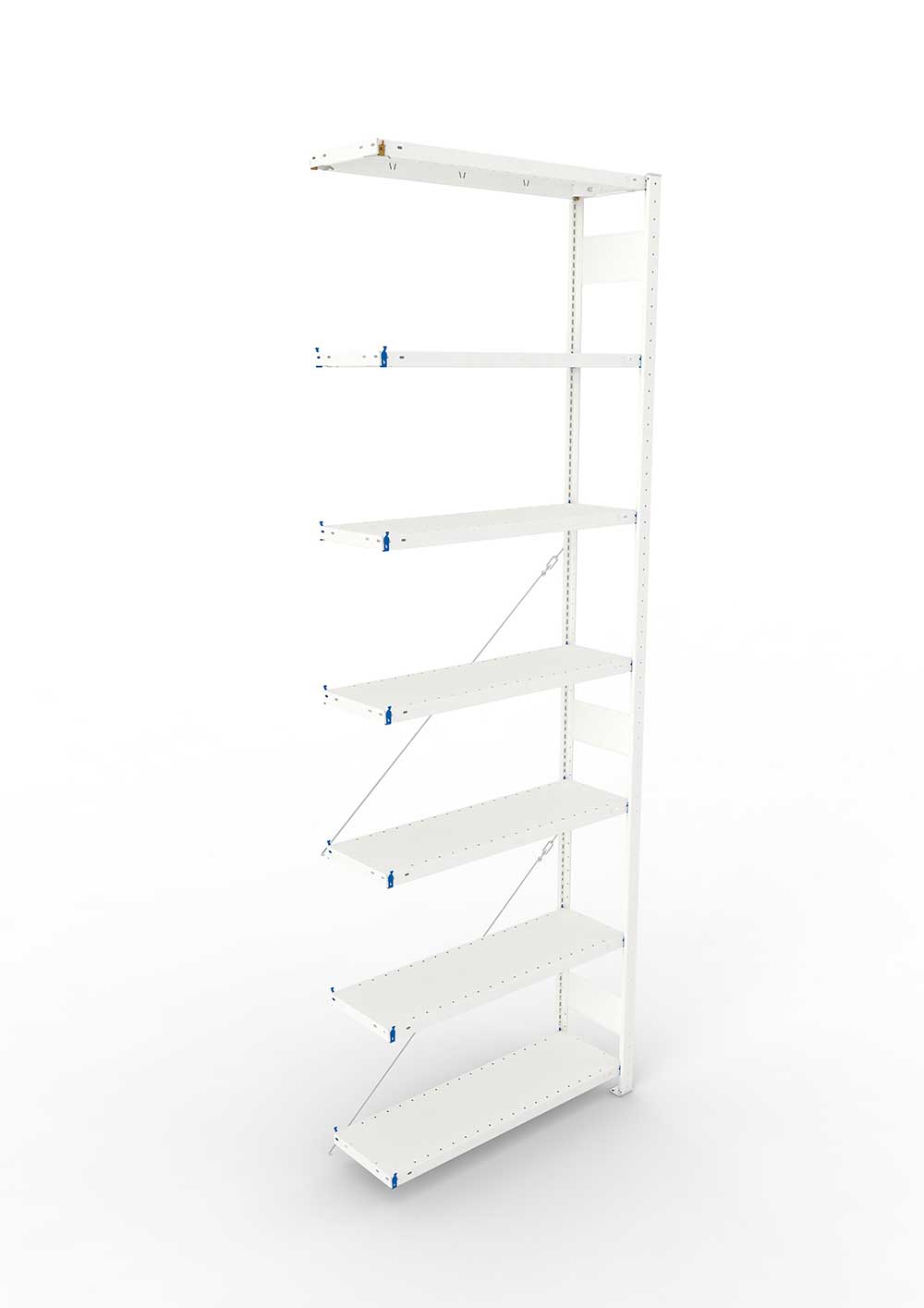 Metallregal Pro-Max Stecksystem Anbauregal – 300×100×30 cm, 150 kg, RAL 7035, 7 Böden