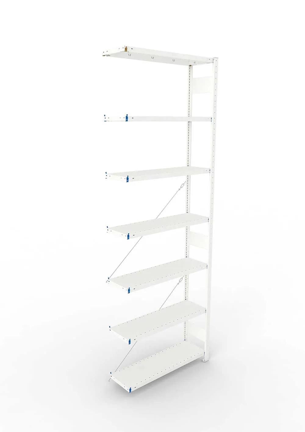 Metallregal Pro-Max Stecksystem Anbauregal – 300×100×30 cm, 150 kg, RAL 7035, 7 Böden