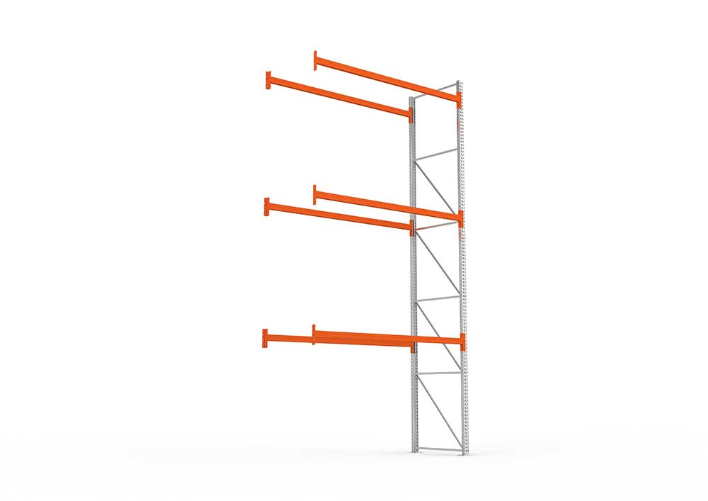 Palettenregal Anbaumodul – 550×278×110 cm, bis 500 kg, 4 Ebenen
