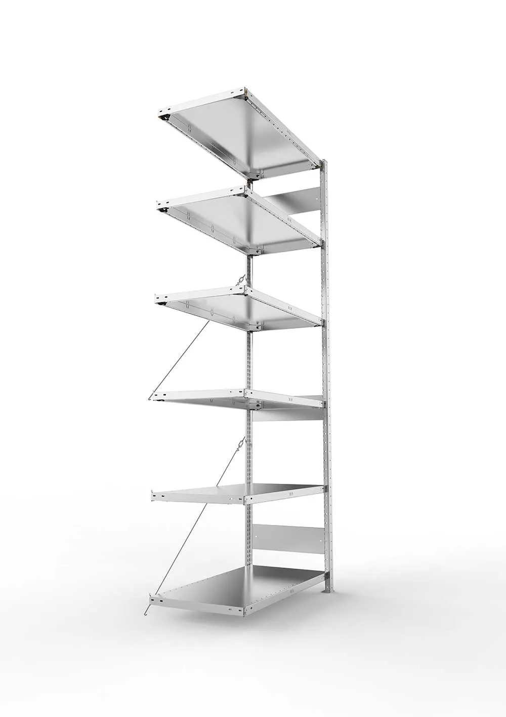 Metallregal Pro-Max Stecksystem Anbauregal – 250×100×50 cm, 150 kg, verzinkt, 6 Böden
