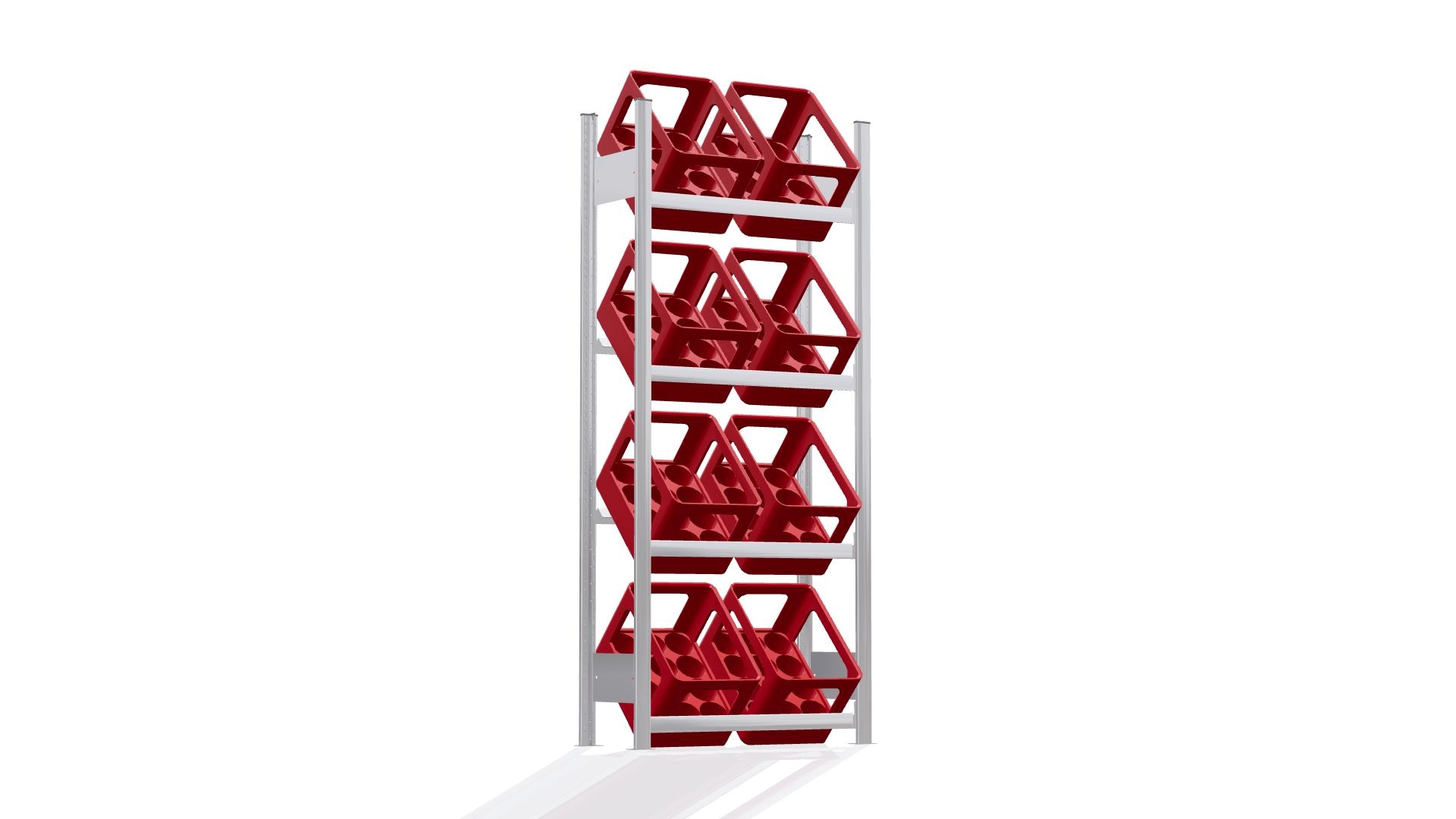 Getränkekistenregal 185×80 cm – 4 Ebenen, Grundregal, verzinkt GLX