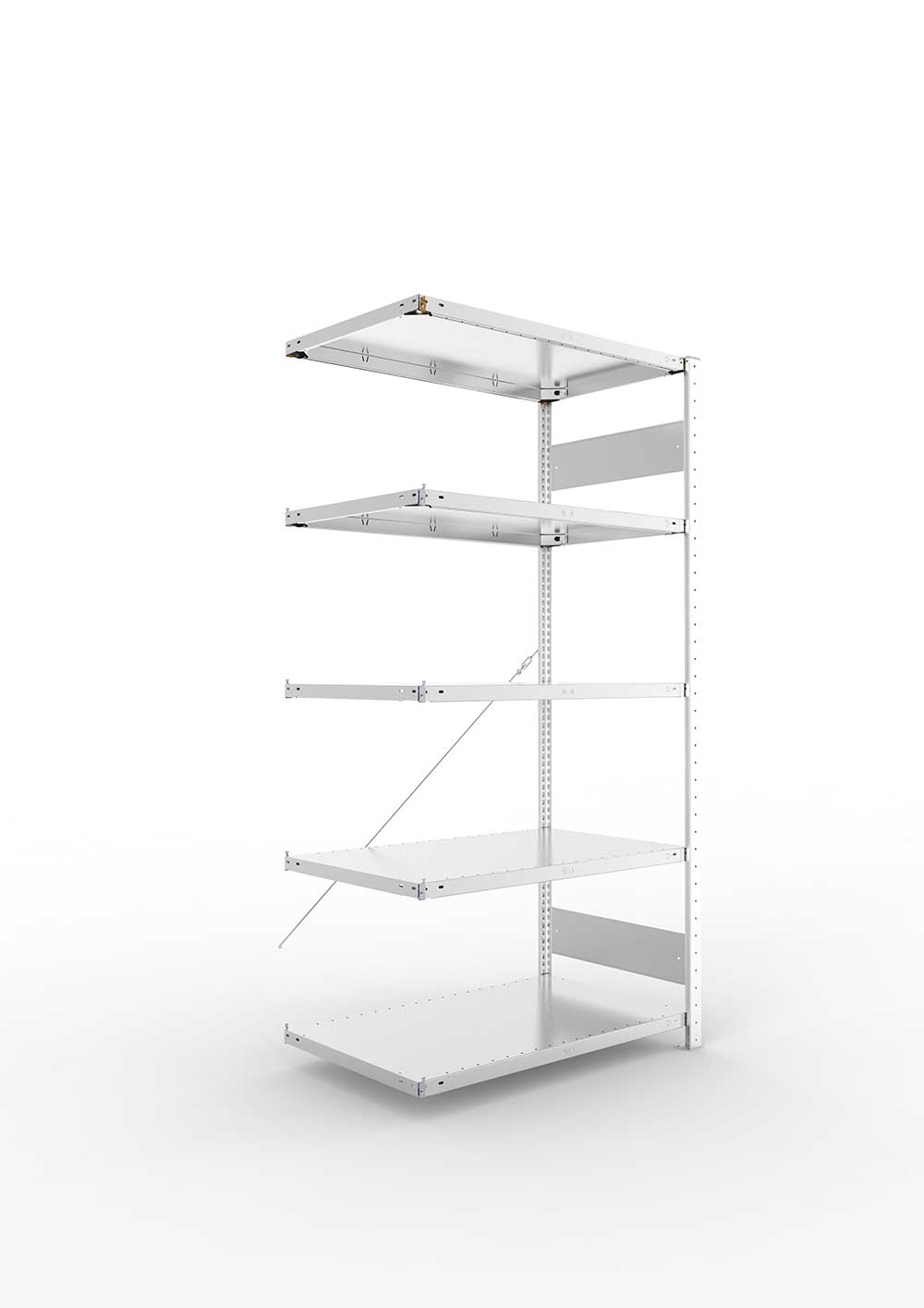 Metallregal Pro-Flex Stecksystem Anbauregal – 200×100×60 cm, 150 kg, verzinkt, 5 Böden