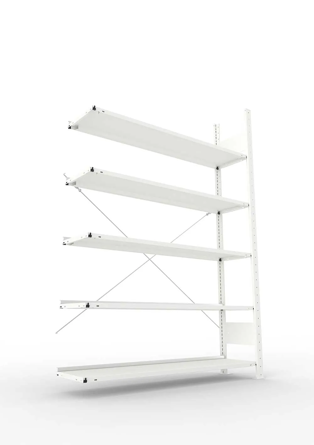 Büroregal Pro-Max Stecksystem Anbauregal – 185×125×30 cm, RAL 7035, einseitig