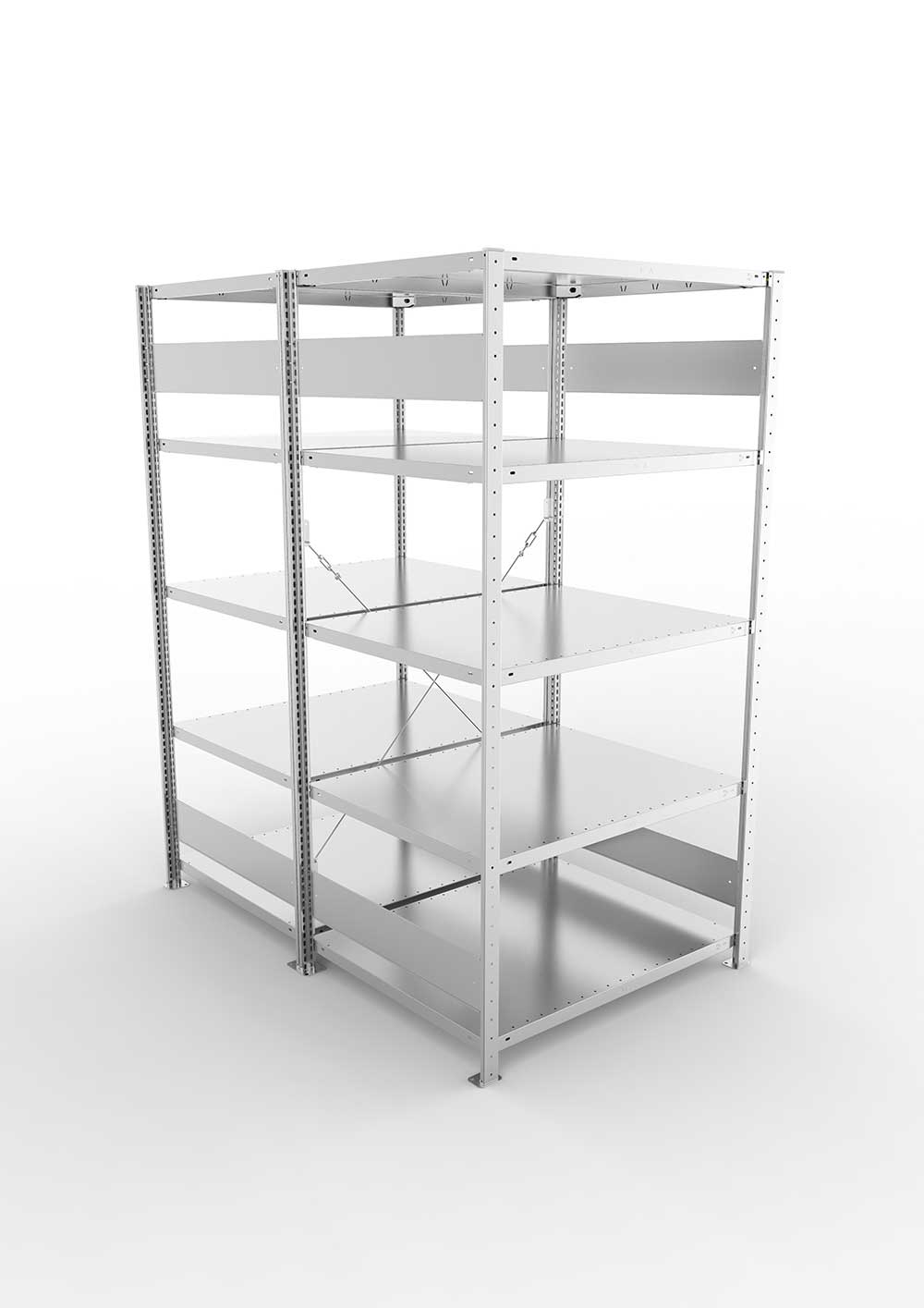 Metallregal Pro-Flex Stecksystem Doppelgrundregal – 200×100×80 cm, 230 kg, verzinkt