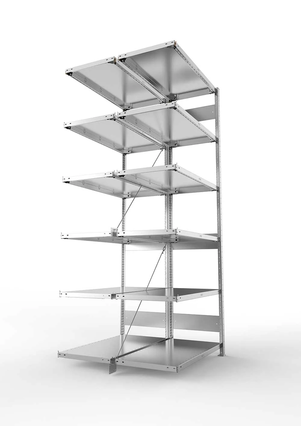 Metallregal Pro-Max Stecksystem Doppelanbauregal – 250×100×50 cm, 150 kg, verzinkt