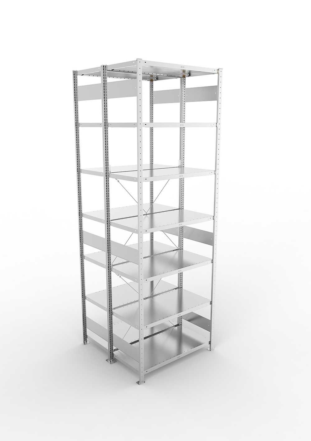 Metallregal Pro-Max Stecksystem Doppelgrundregal – 300×100×50 cm, 230 kg, verzinkt