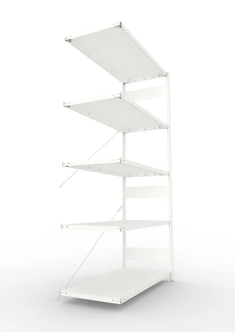 Metallregal Pro-Max Stecksystem Anbauregal – 250×130×60 cm, 230 kg, RAL 7035, 5 Böden