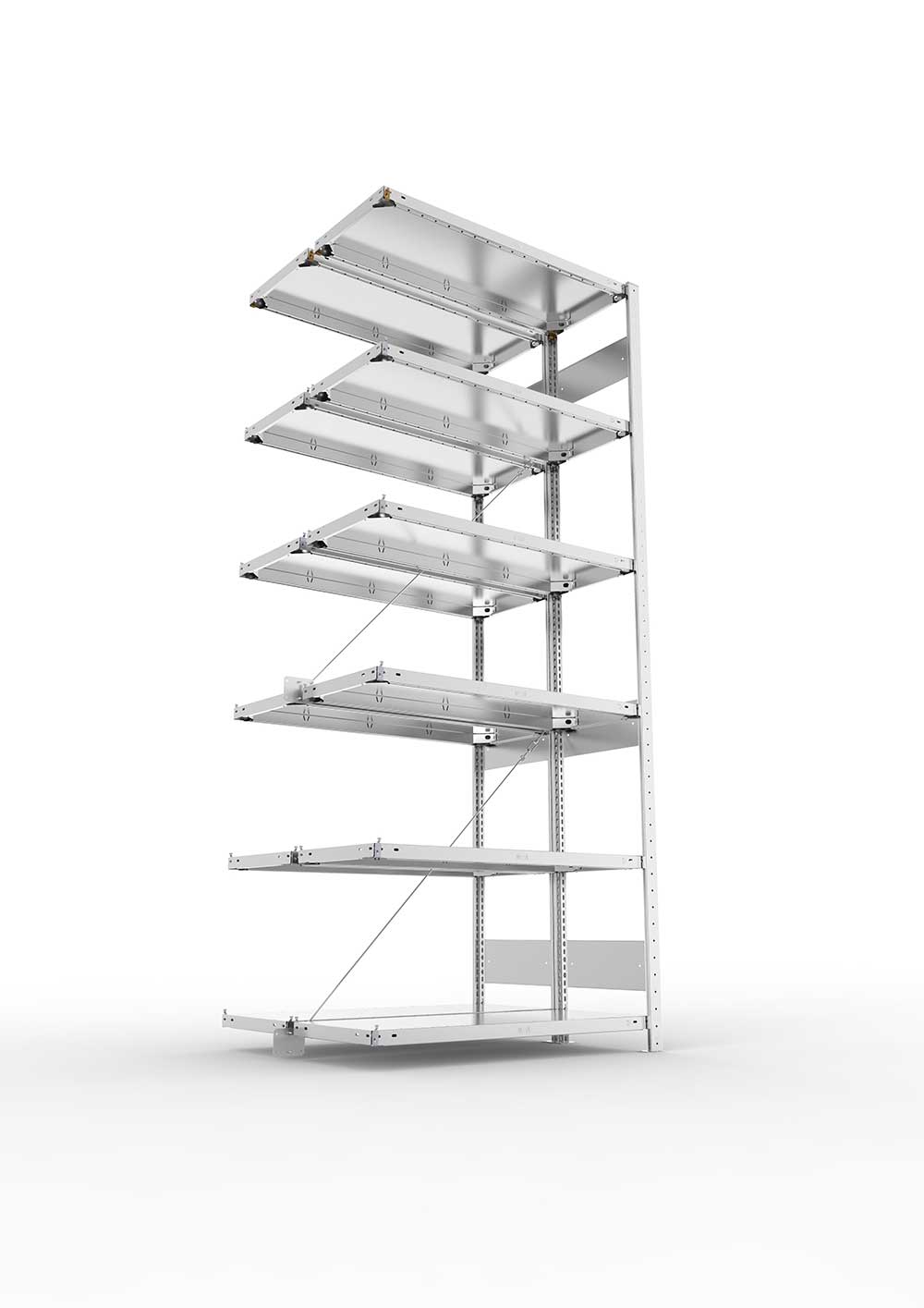 Metallregal Pro-Flex Stecksystem Doppelanbauregal – 250×100×40 cm, 150 kg, verzinkt