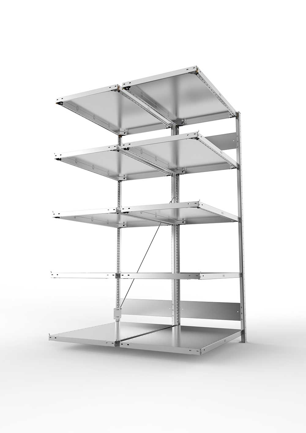 Metallregal Pro-Flex Stecksystem Doppelanbauregal – 200×100×60 cm, 150 kg, verzinkt