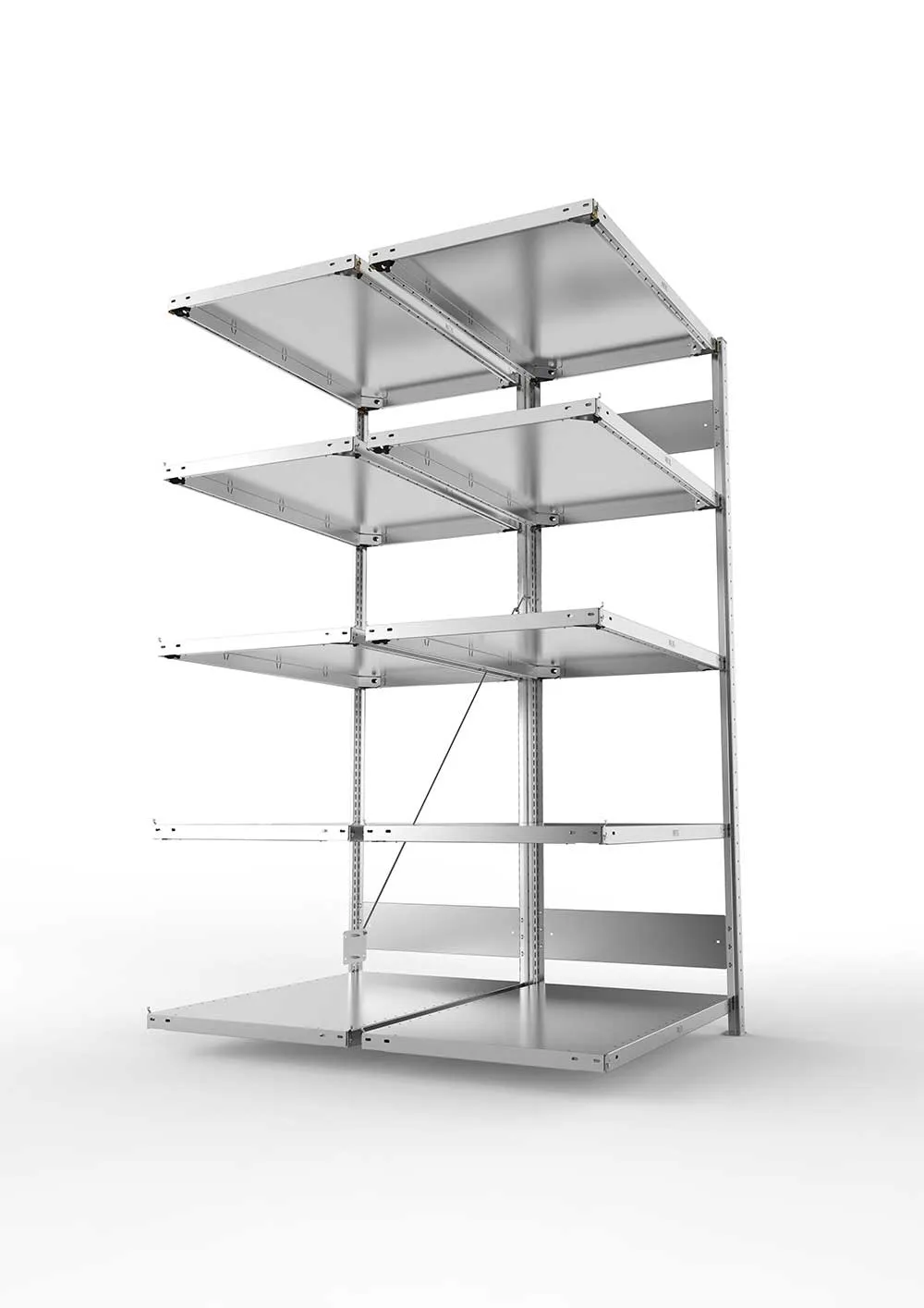 Metallregal Pro-Flex Stecksystem Doppelanbauregal – 200×100×60 cm, 150 kg, verzinkt