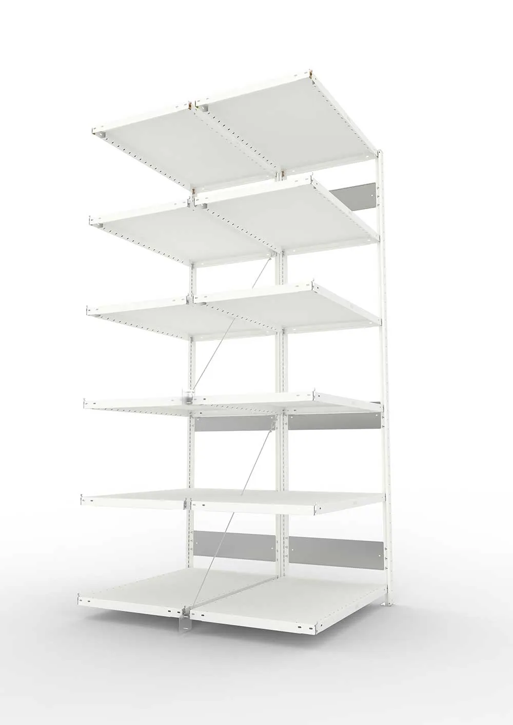 Metallregal Pro-Flex Stecksystem Doppelanbauregal – 250×100×50 cm, 230 kg, RAL 7035