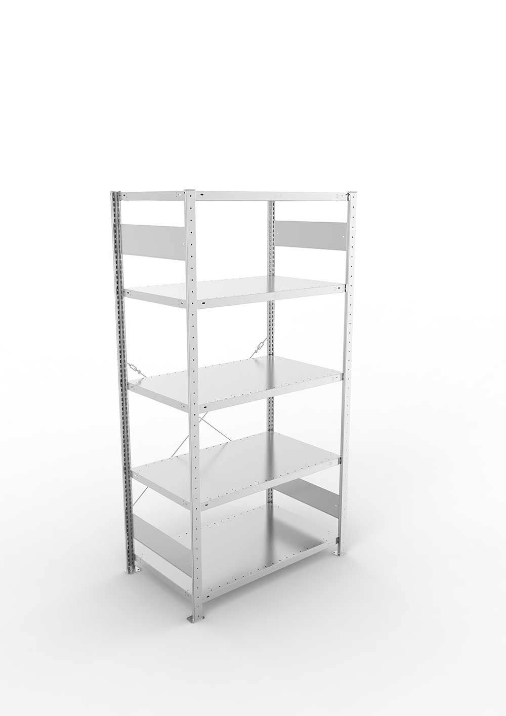 Metallregal Pro-Max Stecksystem Grundregal – 200×100×60 cm, 330 kg, verzinkt, 5 Böden