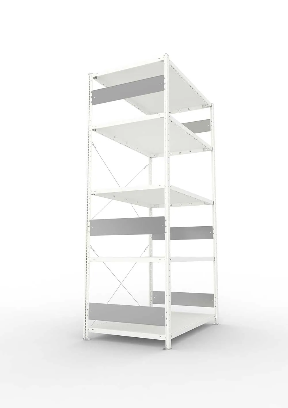 Metallregal Pro-Flex Stecksystem Grundregal – 250×130×80 cm, 230 kg, RAL 7035, 5 Böden