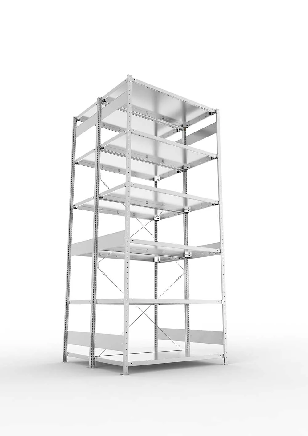 Metallregal Pro-Max Stecksystem Doppelgrundregal – 300×130×60 cm, 230 kg, verzinkt