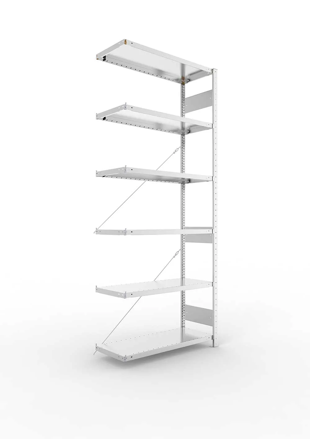 Metallregal Pro-Flex Stecksystem Anbauregal – 250×100×40 cm, 230 kg, verzinkt, 6 Böden