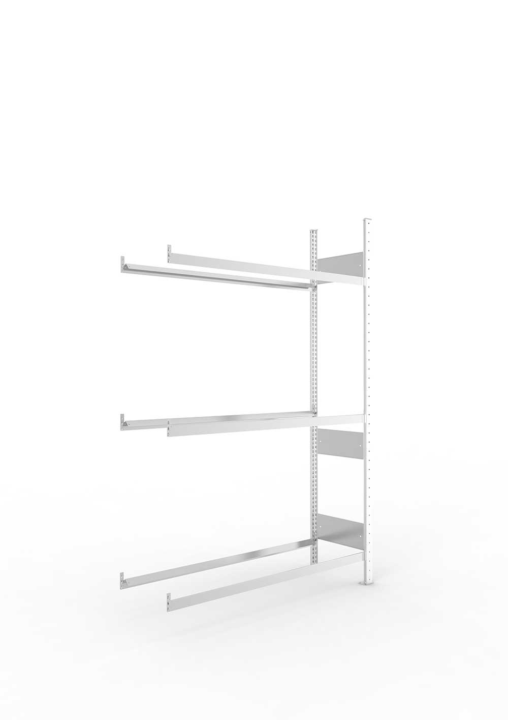 Reifenregal AR 2000 x 1300 x 400 kpl. vzk mit 6 Reifen-Längsriegeln ( 3 Reifenebenen ) in der Frontalansicht – ideal für Produktdetails