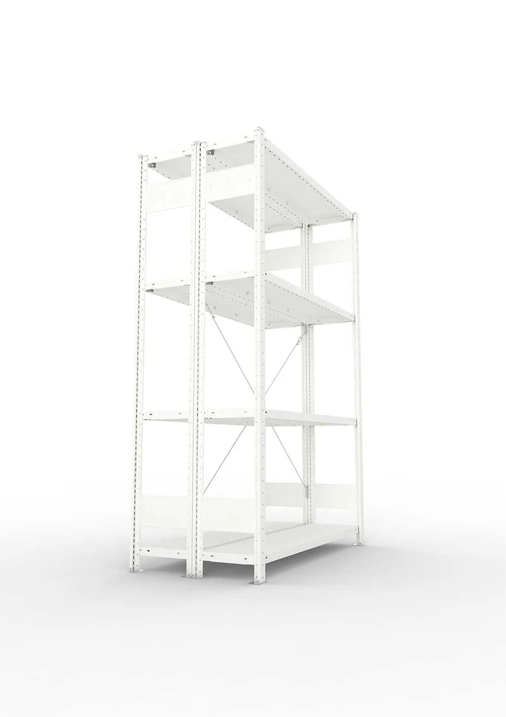 Metallregal Pro-Max Stecksystem Doppelgrundregal – 200×130×30 cm, 230 kg, RAL 7035