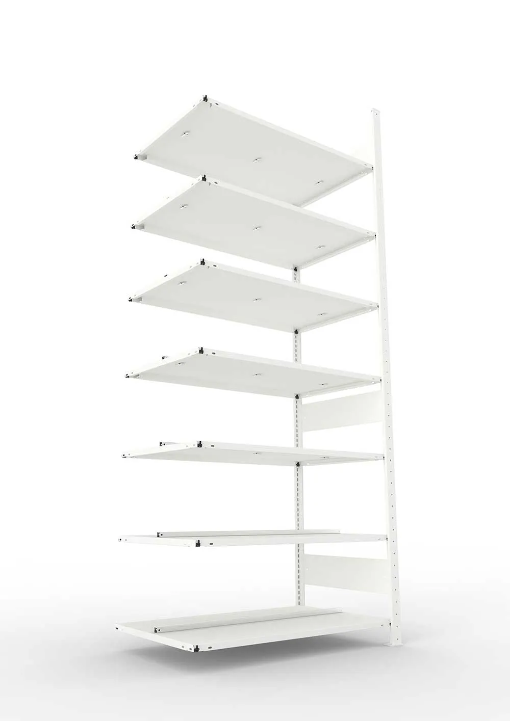 Büroregal Pro-Max Stecksystem Anbauregal – 250×100×60 cm, RAL 7035, doppelseitig
