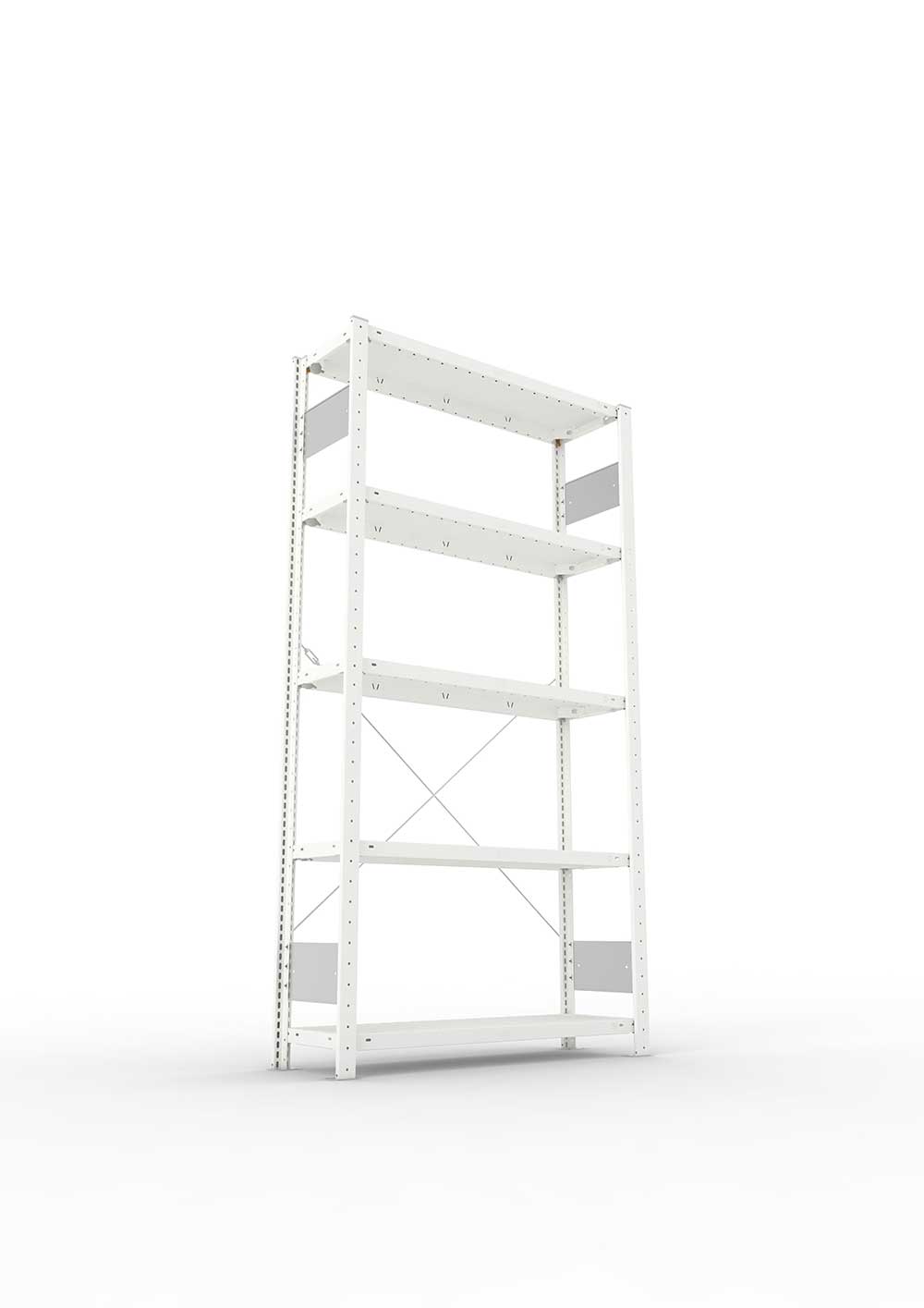 Metallregal Pro-Flex Stecksystem Grundregal – 200×100×30 cm, 150 kg, RAL 7035, 5 Böden