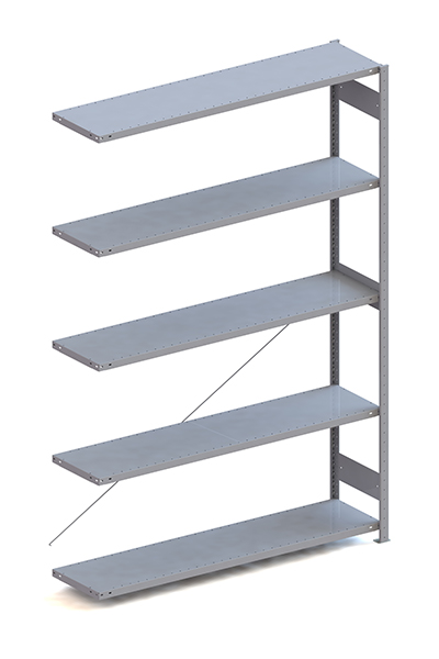 Metallregal Pro-Max Stecksystem Anbauregal – 250×170×40 cm, 200 kg, RAL 7035, 5 Böden