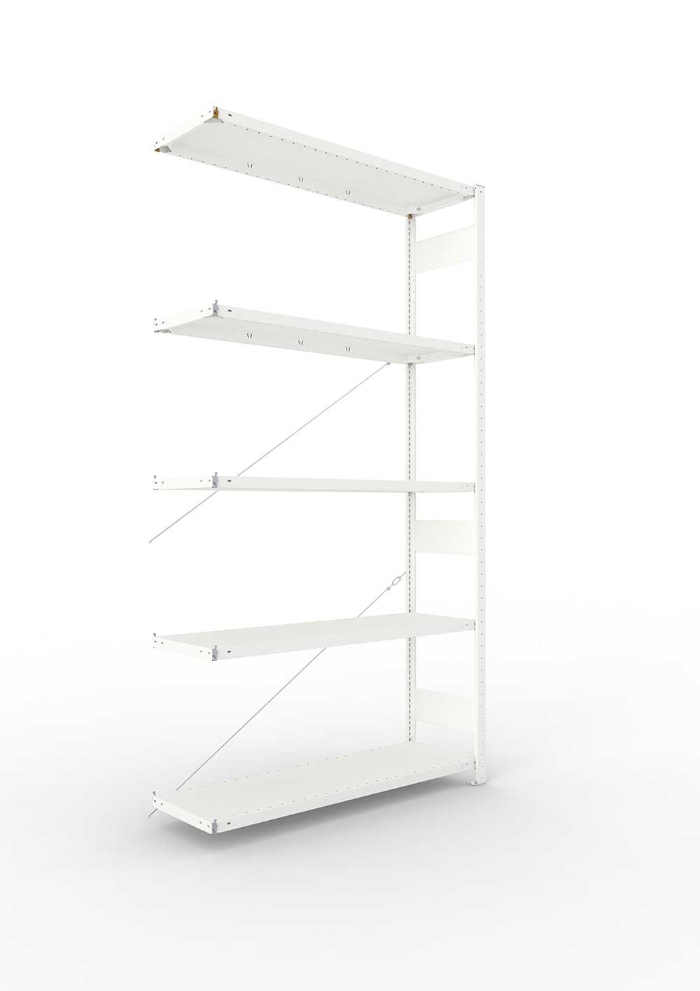 Metallregal Pro-Max Stecksystem Anbauregal – 250×130×40 cm, 230 kg, RAL 7035, 5 Böden