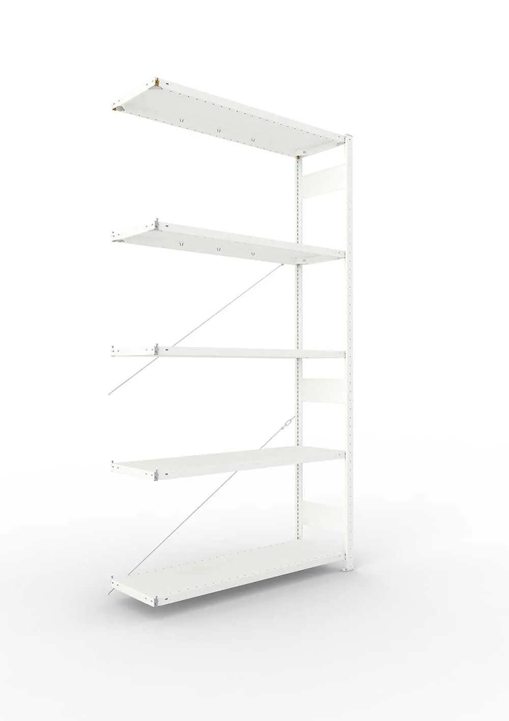 Metallregal Pro-Max Stecksystem Anbauregal – 250×130×40 cm, 230 kg, RAL 7035, 5 Böden