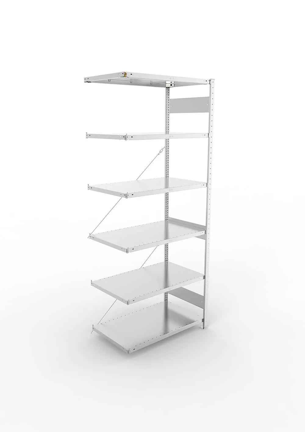 Metallregal Pro-Max Stecksystem Anbauregal – 250×100×60 cm, 150 kg, verzinkt, 6 Böden
