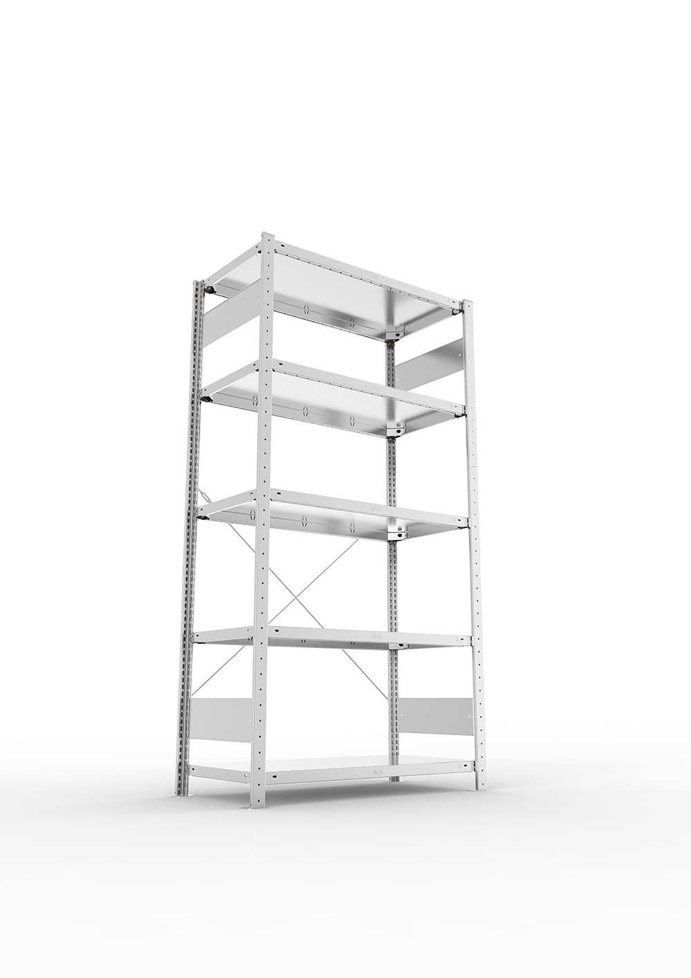 Metallregal Pro-Max Stecksystem Grundregal – 200×100×50 cm, 150 kg, verzinkt, 5 Böden
