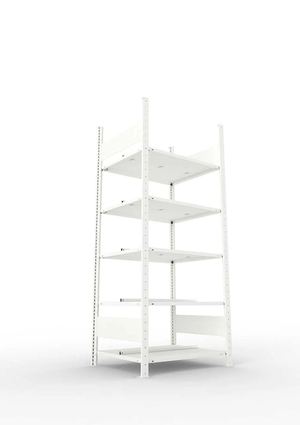 Büroregal Pro-Max Stecksystem Grundregal – 185×75×60 cm, RAL 7035, doppelseitig