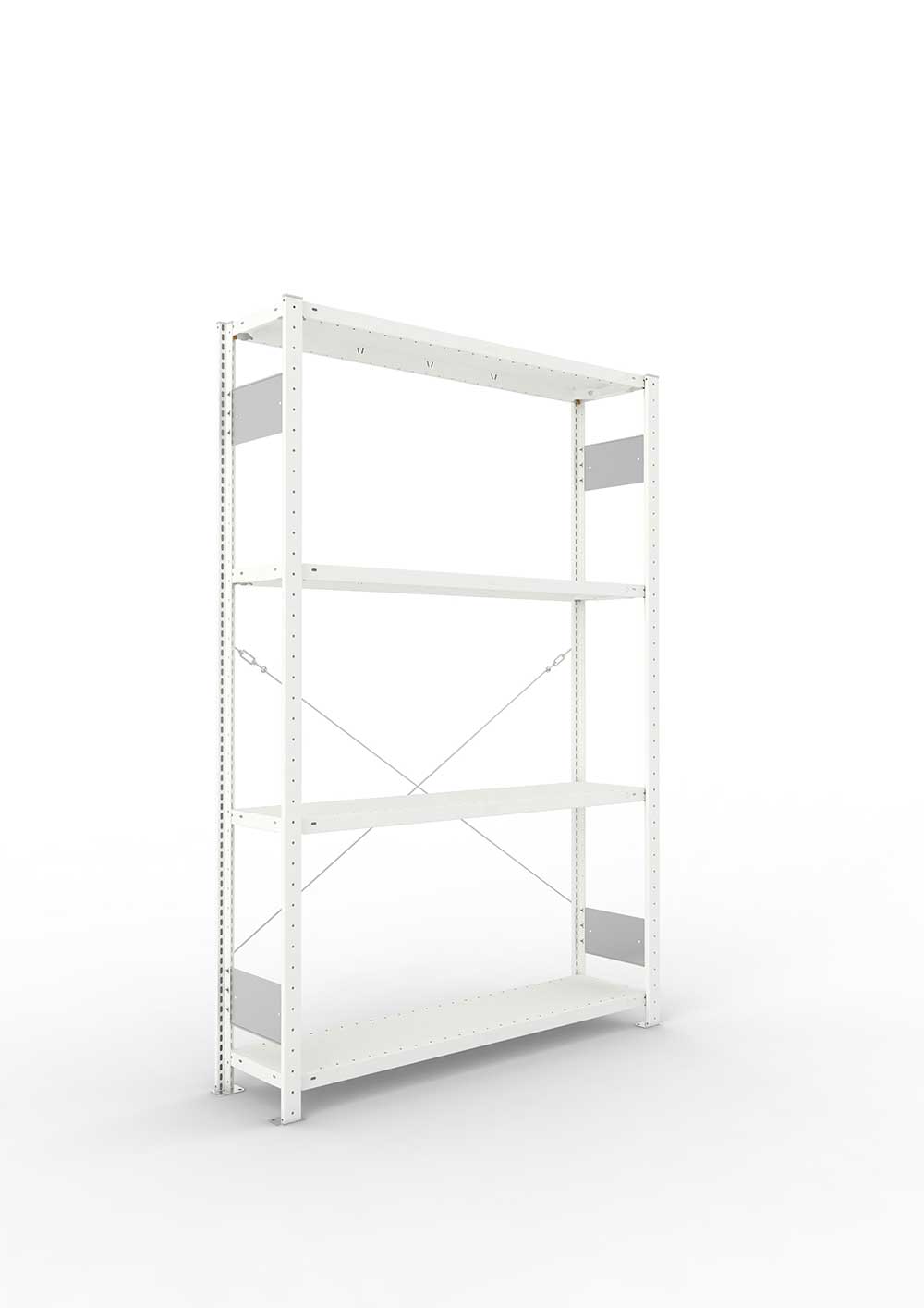 Metallregal Pro-Flex Stecksystem Grundregal – 200×130×30 cm, 230 kg, RAL 7035, 4 Böden