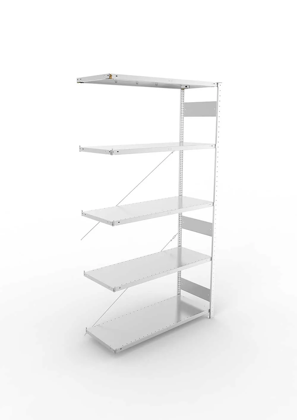 Metallregal Pro-Flex Stecksystem Anbauregal – 250×130×50 cm, 230 kg, verzinkt, 5 Böden