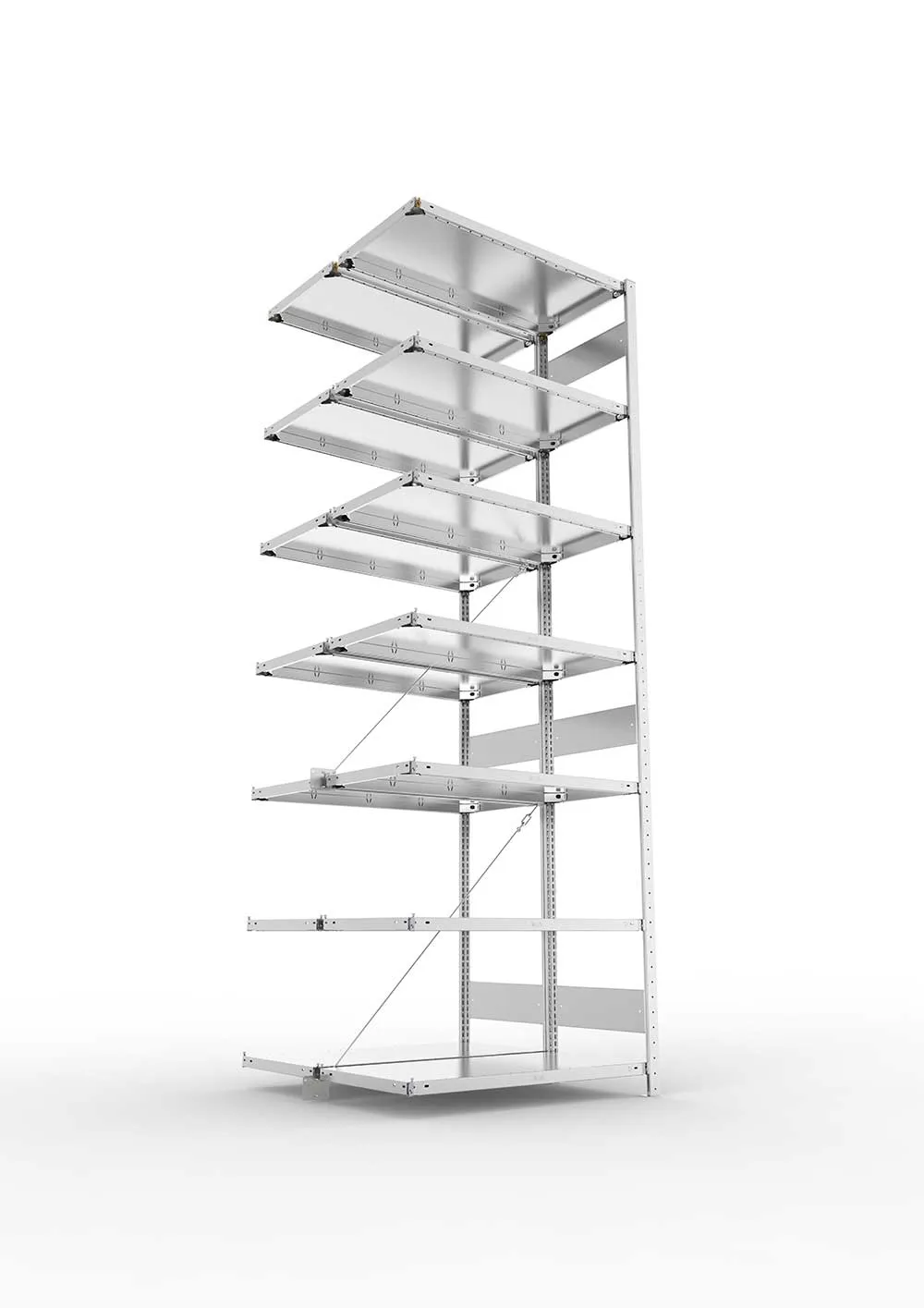 Metallregal Pro-Max Stecksystem Doppelanbauregal – 300×100×50 cm, 150 kg, verzinkt