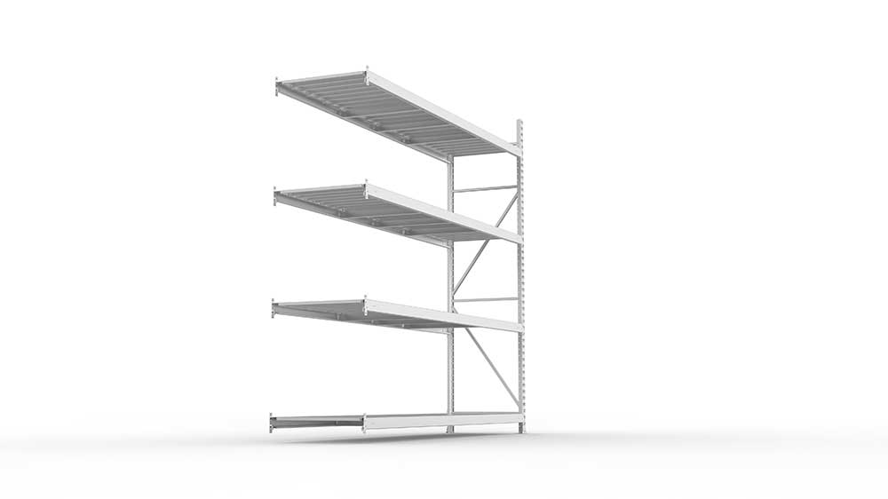 Weitspannregal  Anbauregal 2500 mm mm x 2600 mm x 650 mm verzinkt komplett mit Stahlpaneele mit 4 Böden Weitspannregal  Lagerknecht