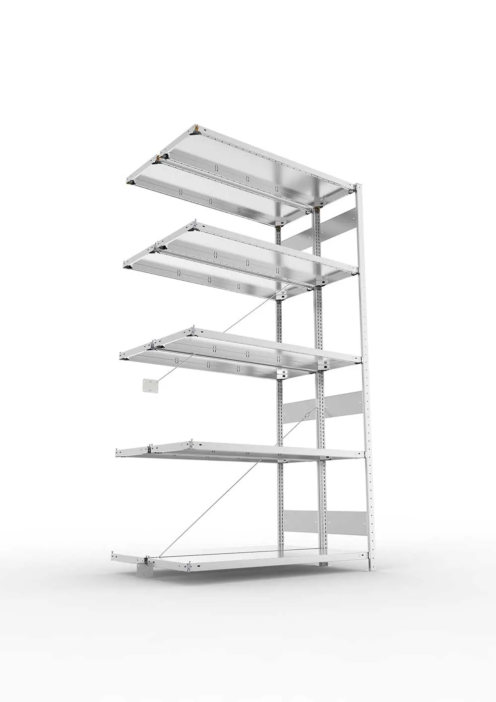 Metallregal Pro-Max Stecksystem Doppelanbauregal – 250×130×40 cm, 230 kg, verzinkt