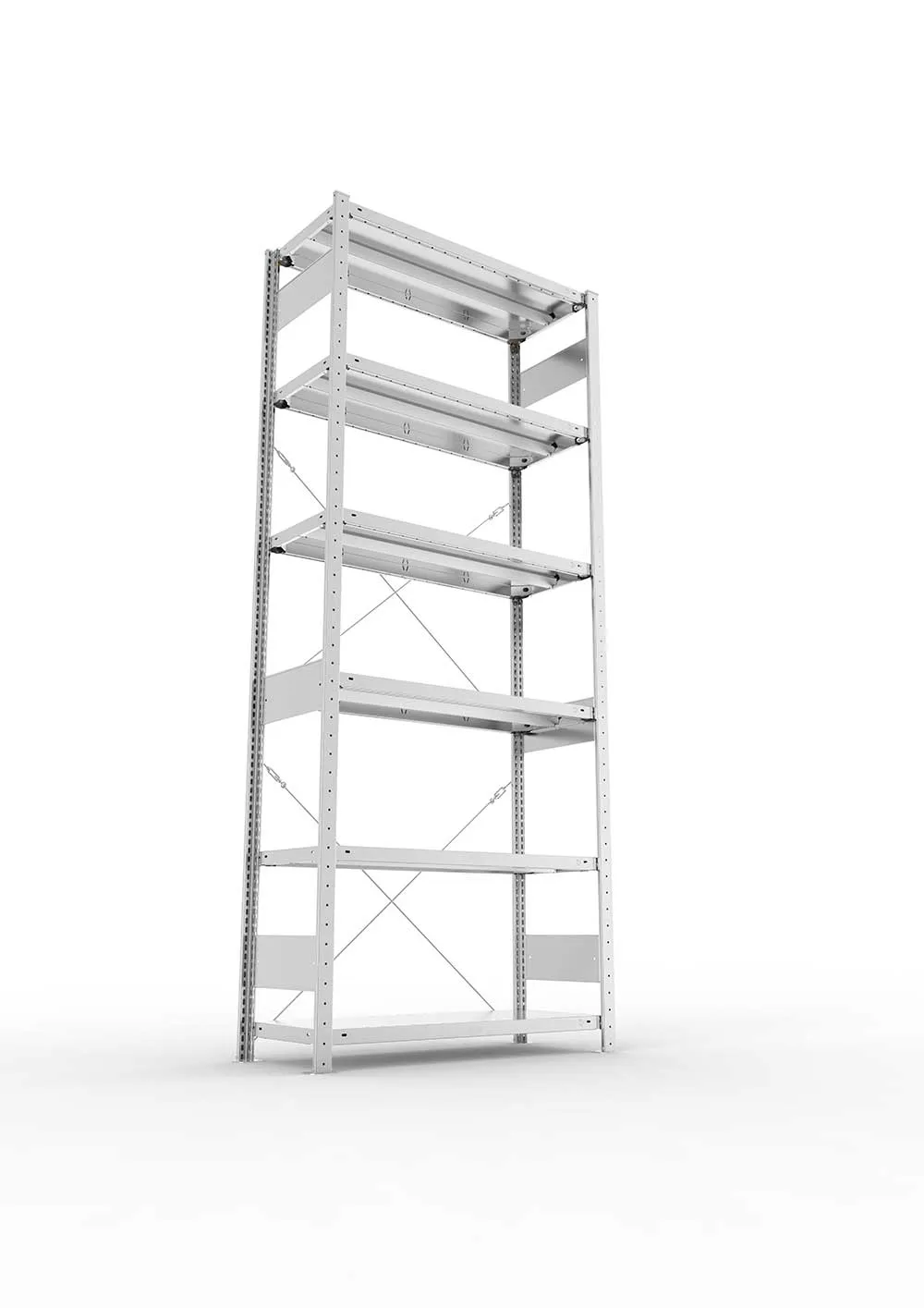 Metallregal Pro-Max Stecksystem Grundregal – 250×100×40 cm, 330 kg, verzinkt, 6 Böden