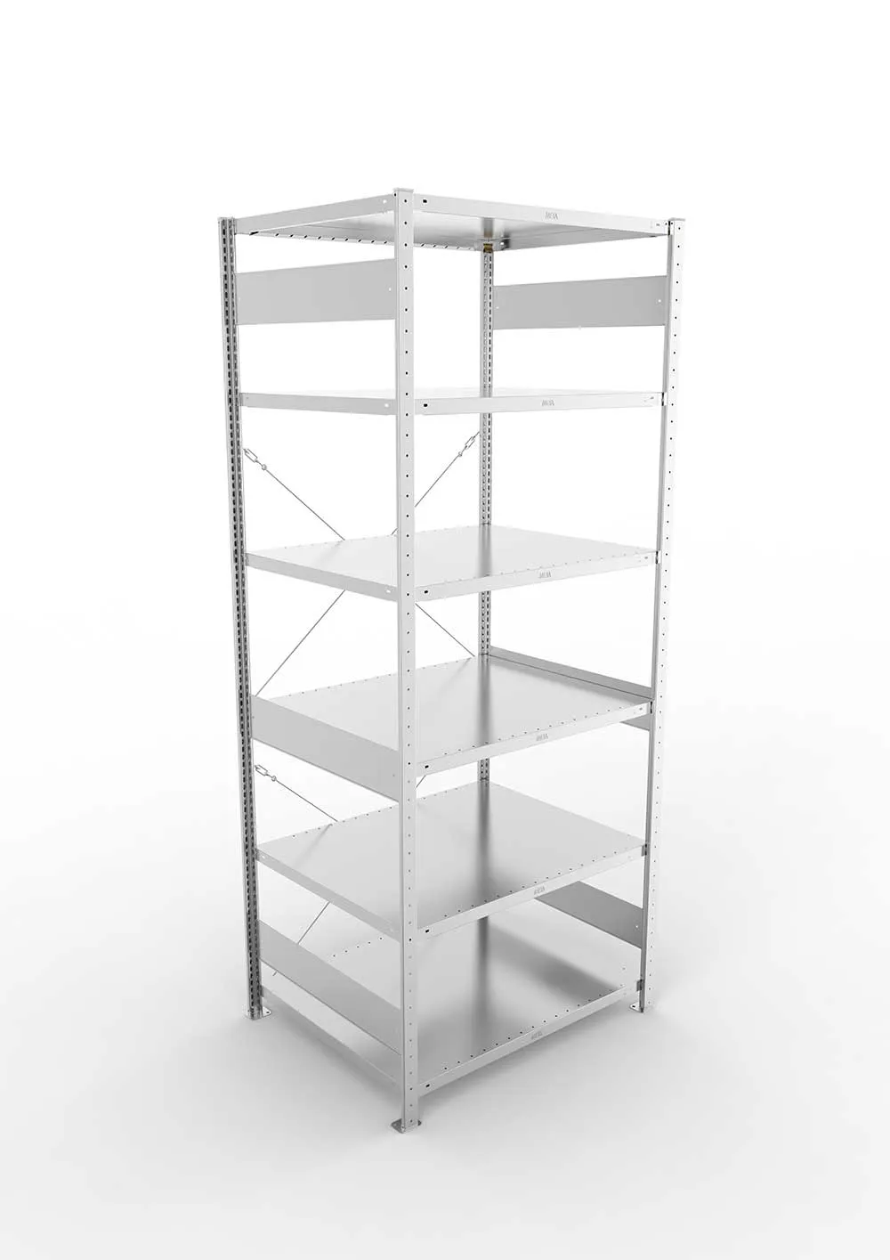 Metallregal Pro-Max Stecksystem Grundregal – 250×100×80 cm, 230 kg, verzinkt, 6 Böden