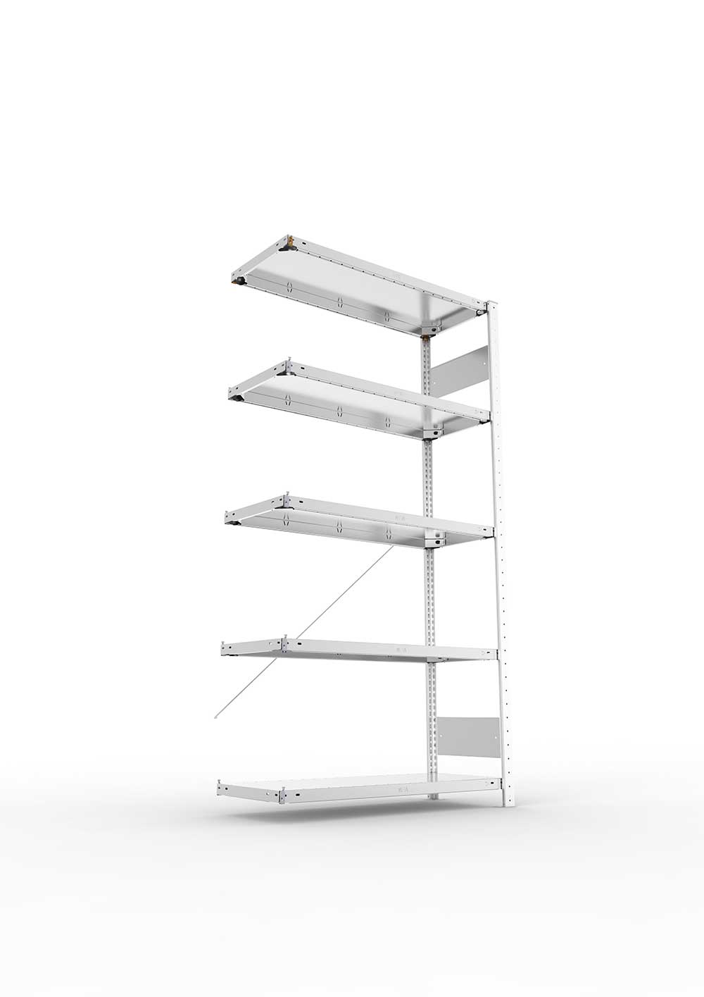 Metallregal Pro-Flex Stecksystem Anbauregal – 200×100×40 cm, 150 kg, verzinkt, 5 Böden