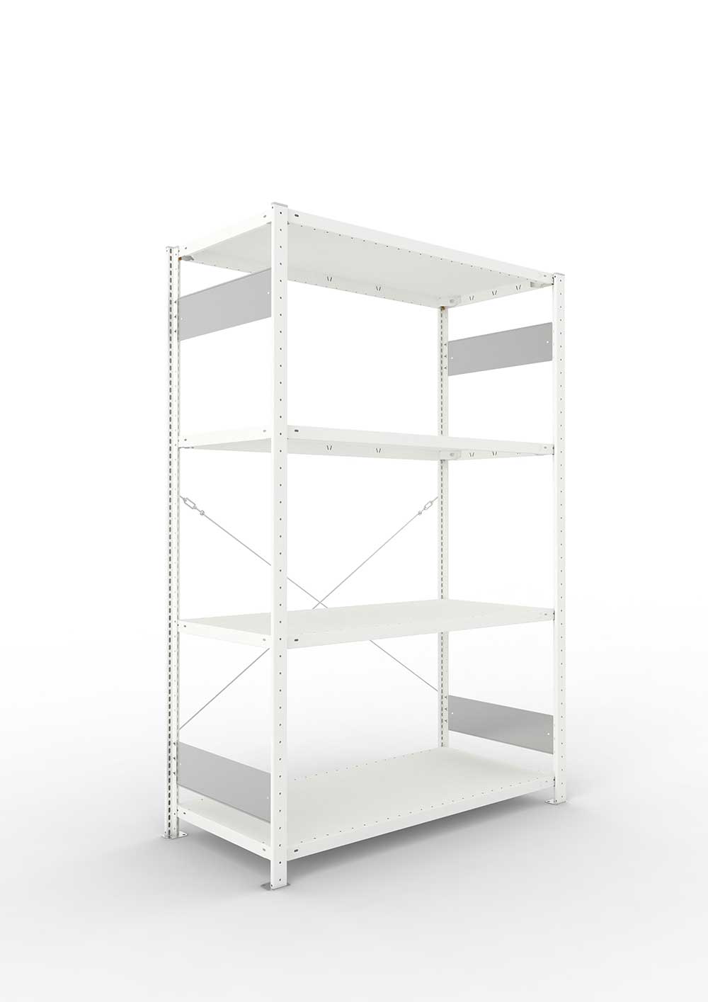 Metallregal Pro-Flex Stecksystem Grundregal – 200×130×60 cm, 230 kg, RAL 7035, 4 Böden