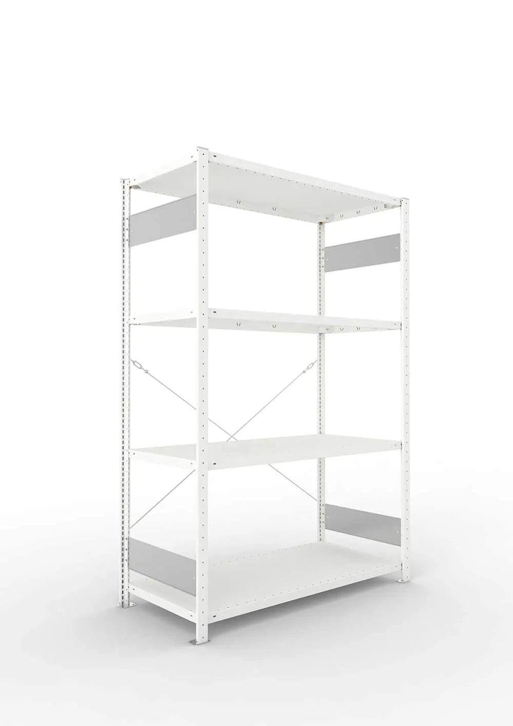 Metallregal Pro-Flex Stecksystem Grundregal – 200×130×60 cm, 230 kg, RAL 7035, 4 Böden