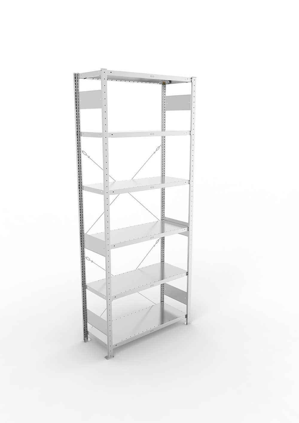 Metallregal Pro-Max Stecksystem Grundregal – 250×100×40 cm, 230 kg, verzinkt, 6 Böden