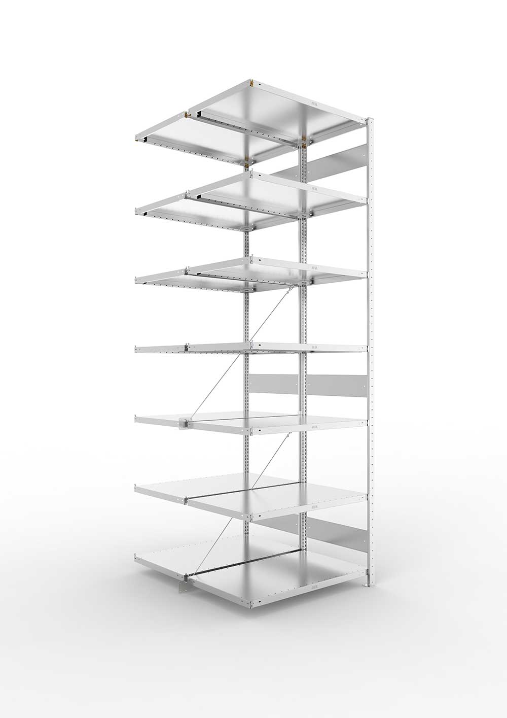 Metallregal Pro-Max Stecksystem Doppelanbauregal – 300×100×60 cm, 230 kg, verzinkt